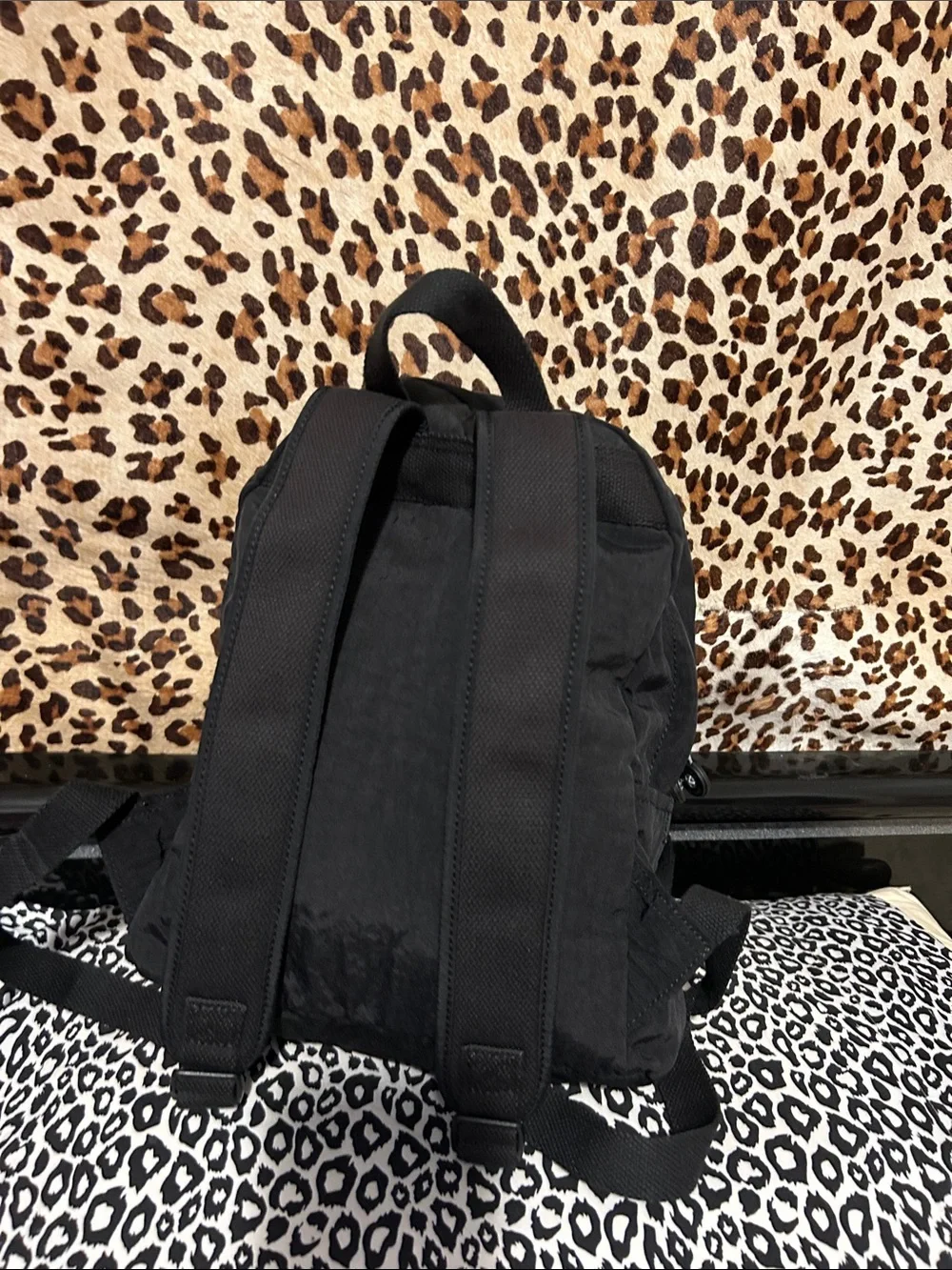 Kipling Black Nylon Mini Backpack with Monkey Charm